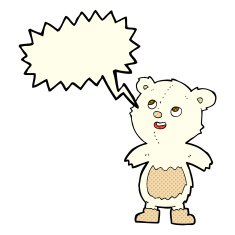 cartoon polar bear with speech bubble N31