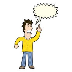 cartoon angry man making point with speech bubble N5
