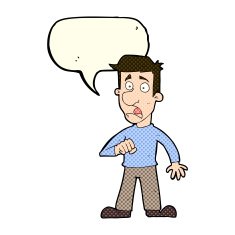 cartoon shocked man with speech bubble N45