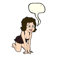 cartoon funny sexy woman with speech bubble N5