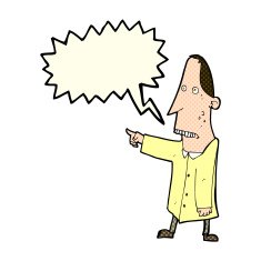 cartoon ugly man pointing with speech bubble N5