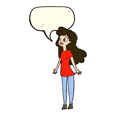 cartoon pretty girl with speech bubble N40