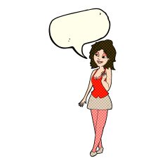 cartoon attractive office woman with speech bubble N5