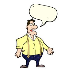 cartoon shocked man with speech bubble N46