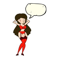 cartoon woman in lingerie with speech bubble N22