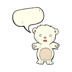 frightened polar bear cartoon with speech bubble N3