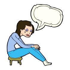 cartoon crying woman with speech bubble N4