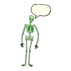 cartoon spooky skeleton with speech bubble N3