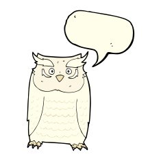 Cartoon owl with speech bubble N27