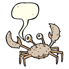 cartoon crab with speech bubble N5