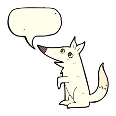 cartoon wolf cub with speech bubble N5