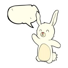 cartoon happy rabbit with speech bubble N5