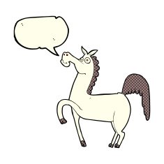 funny cartoon horse with speech bubble N5