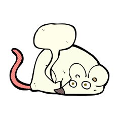 cartoon white mouse with speech bubble N5