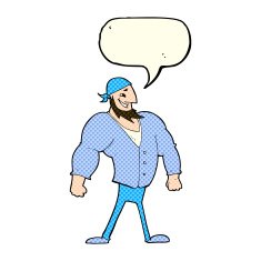cartoon manly sailor man with speech bubble N2