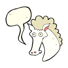 cartoon horse head with speech bubble N5