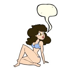 cartoon sexy woman in underwear with speech bubble N9