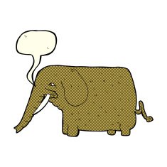 cartoon mammoth with speech bubble N3
