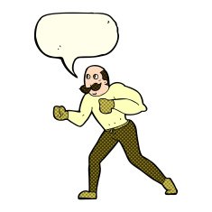cartoon retro boxer man with speech bubble N5
