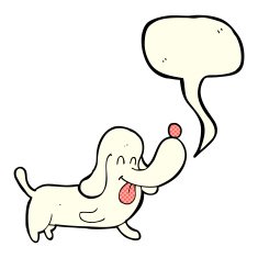 cartoon happy dog with speech bubble N34