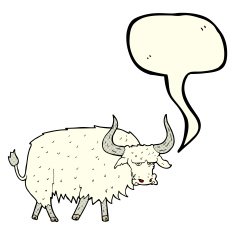 cartoon annoyed hairy ox with speech bubble N4
