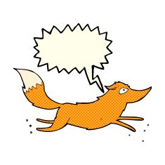 cartoon fox running with speech bubble N3