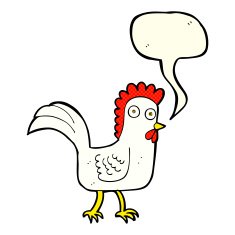 cartoon chicken with speech bubble N7
