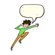 cartoon jumping man with speech bubble N3