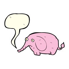 cartoon sad little elephant with speech bubble N5