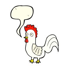 cartoon rooster with speech bubble N5