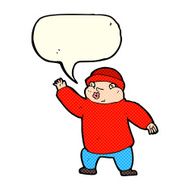 cartoon man in hat waving with speech bubble N5