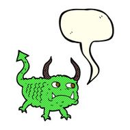 cartoon little demon with speech bubble N12