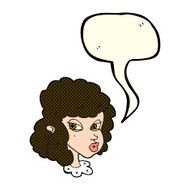 cartoon suspicious woman with speech bubble N9