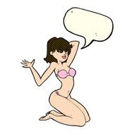 cartoon sexy bikini girl with speech bubble N5