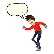 cartoon happy man dancing with speech bubble N17