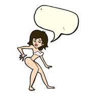 cartoon woman in bikini with speech bubble N25
