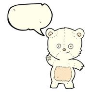 cartoon waving polar bear with speech bubble N27