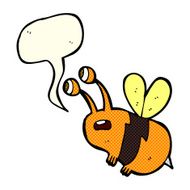 cartoon frightened bee with speech bubble N5