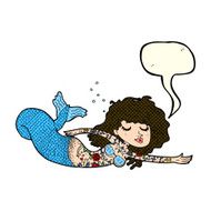 cartoon mermaid covered in tattoos with speech bubble N5