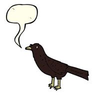 cartoon crow with speech bubble N6