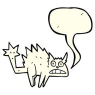 cartoon frightened cat with speech bubble N12