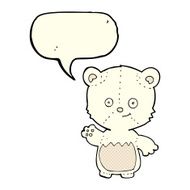 cartoon little polar bear waving with speech bubble N3