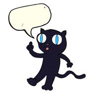 cartoon black cat with idea speech bubble N3