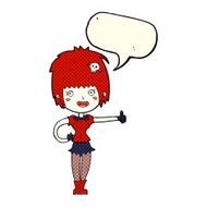 cartoon vampire girl giving thumbs up sign with speech bubble N9