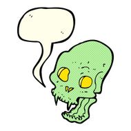 cartoon spooky vampire skull with speech bubble N5