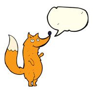 cartoon waving fox with speech bubble N7
