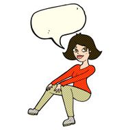 cartoon happy woman sitting with speech bubble N10