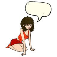 cartoon woman in sexy pose with speech bubble N9