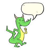cartoon happy dragon with speech bubble N5