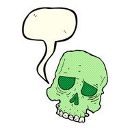 cartoon spooky skull with speech bubble N65